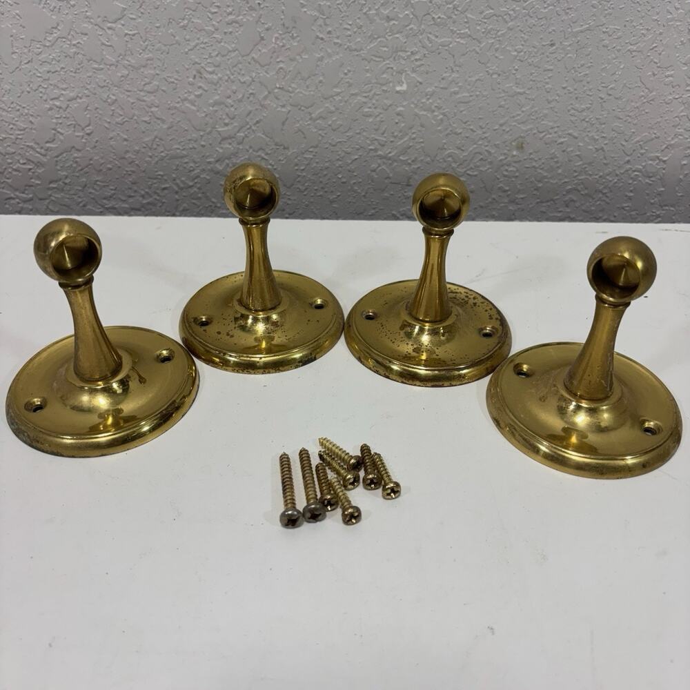 2 Pair Of Towel Bar Rail Brackets Toilet Paper Brass Polished Missing Rods